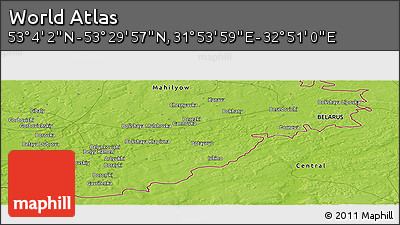 Physical Panoramic Map of the Area around 53° 17' 0" N, 32° 22' 30" E