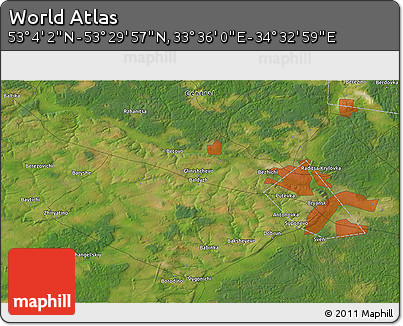Satellite 3D Map of the Area around 53° 17' 0" N, 34° 4' 30" E