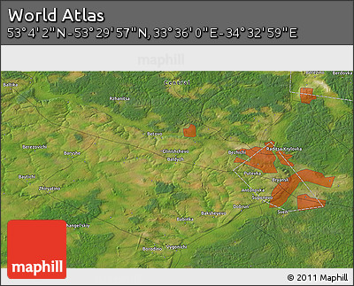 Satellite 3D Map of the Area around 53° 17' 0" N, 34° 4' 30" E