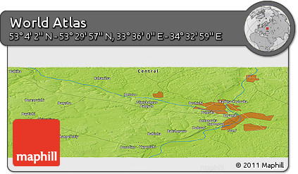 Physical Panoramic Map of the Area around 53° 17' 0" N, 34° 4' 30" E