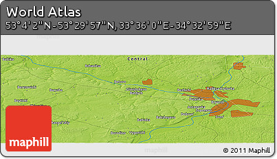 Physical Panoramic Map of the Area around 53° 17' 0" N, 34° 4' 30" E