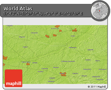 Physical 3D Map of the Area around 53° 17' 0" N, 34° 55' 29" E