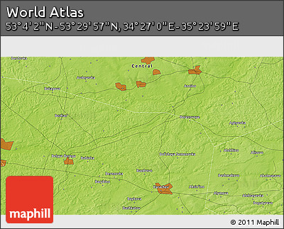 Physical 3D Map of the Area around 53° 17' 0" N, 34° 55' 29" E