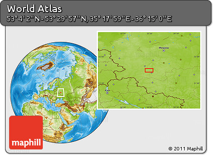 Physical Location Map of the Area around 53° 17' 0" N, 35° 46' 29" E