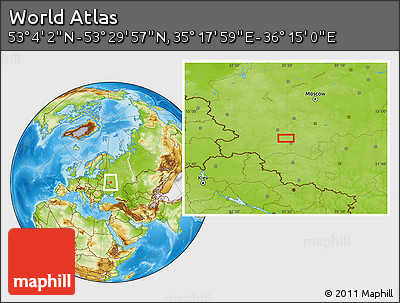 Physical Location Map of the Area around 53° 17' 0" N, 35° 46' 29" E