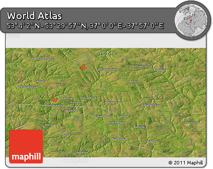 Satellite 3D Map of the Area around 53° 17' 0" N, 37° 28' 30" E
