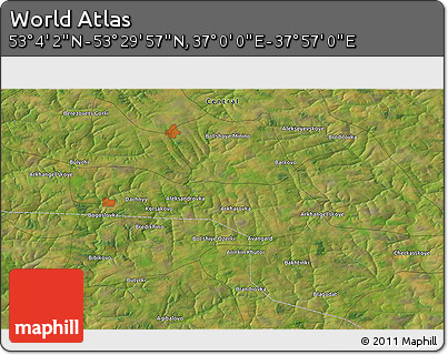 Satellite 3D Map of the Area around 53° 17' 0" N, 37° 28' 30" E