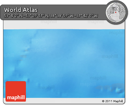 Shaded Relief 3D Map of the Area around 53° 17' 0" N, 38° 10' 29" W