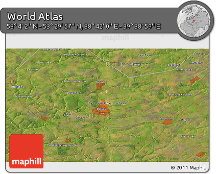 Satellite 3D Map of the Area around 53° 17' 0" N, 39° 10' 29" E