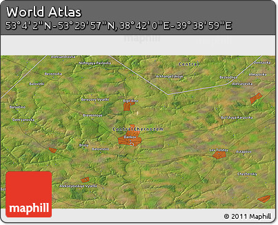 Satellite 3D Map of the Area around 53° 17' 0" N, 39° 10' 29" E
