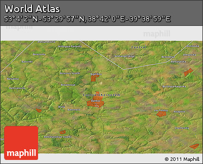 Satellite 3D Map of the Area around 53° 17' 0" N, 39° 10' 29" E
