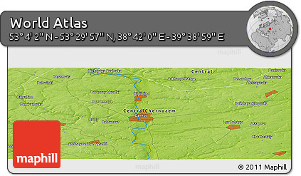 Physical Panoramic Map of the Area around 53° 17' 0" N, 39° 10' 29" E