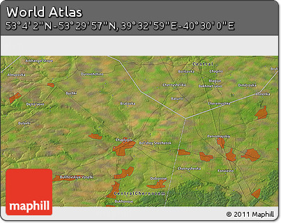Satellite 3D Map of the Area around 53° 17' 0" N, 40° 1' 29" E
