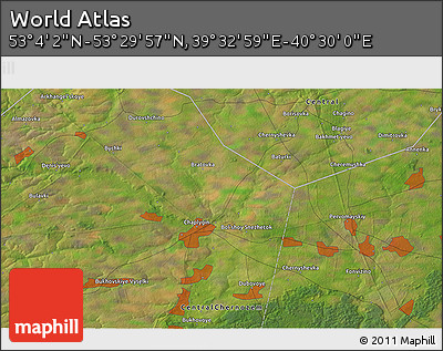 Satellite 3D Map of the Area around 53° 17' 0" N, 40° 1' 29" E
