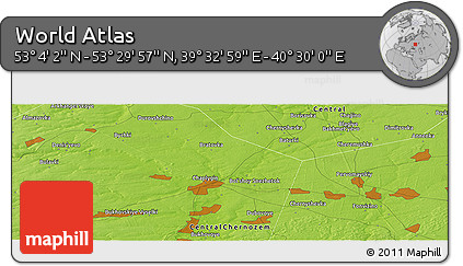 Physical Panoramic Map of the Area around 53° 17' 0" N, 40° 1' 29" E