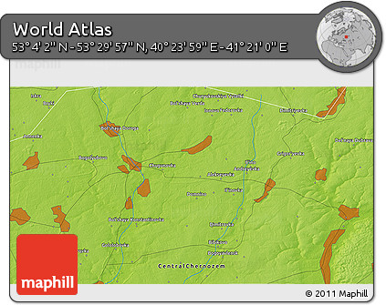 Physical 3D Map of the Area around 53° 17' 0" N, 40° 52' 30" E