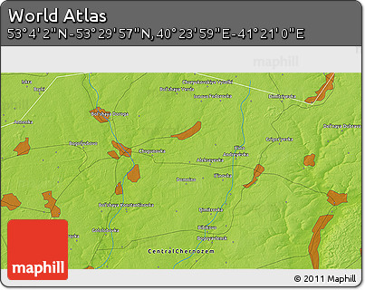 Physical 3D Map of the Area around 53° 17' 0" N, 40° 52' 30" E