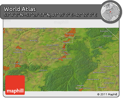 Satellite 3D Map of the Area around 53° 17' 0" N, 41° 43' 30" E