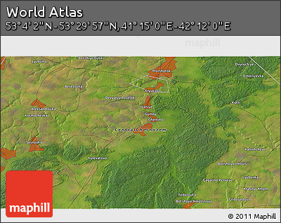 Satellite 3D Map of the Area around 53° 17' 0" N, 41° 43' 30" E