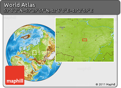 Physical Location Map of the Area around 53° 17' 0" N, 42° 34' 30" E