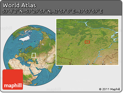 Satellite Location Map of the Area around 53° 17' 0" N, 43° 25' 29" E