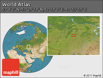 Satellite Location Map of the Area around 53° 17' 0" N, 43° 25' 29" E