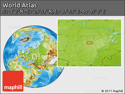 Physical Location Map of the Area around 53° 17' 0" N, 44° 16' 29" E