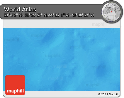 Physical 3D Map of the Area around 53° 17' 0" N, 44° 7' 30" W