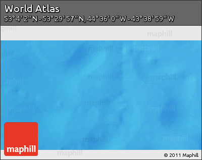Physical 3D Map of the Area around 53° 17' 0" N, 44° 7' 30" W