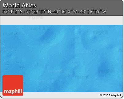 Physical 3D Map of the Area around 53° 17' 0" N, 44° 7' 30" W