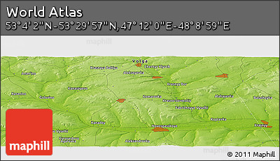 Physical Panoramic Map of the Area around 53° 17' 0" N, 47° 40' 29" E