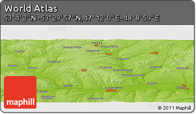 Physical Panoramic Map of the Area around 53° 17' 0" N, 47° 40' 29" E