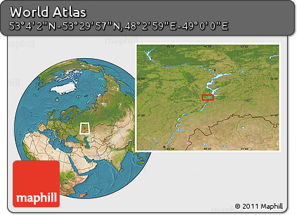 Satellite Location Map of the Area around 53° 17' 0" N, 48° 31' 29" E