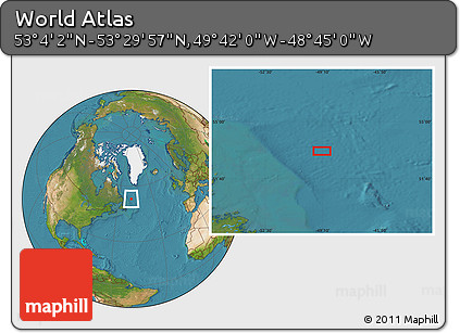 Satellite Location Map of the Area around 53° 17' 0" N, 49° 13' 30" W