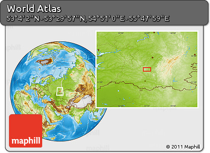 Physical Location Map of the Area around 53° 17' 0" N, 55° 19' 30" E