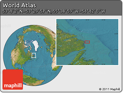 Satellite Location Map of the Area around 53° 17' 0" N, 55° 10' 29" W