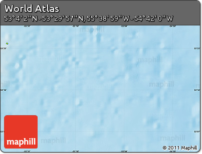Physical Map of the Area around 53° 17' 0" N, 55° 10' 29" W
