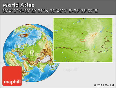 Physical Location Map of the Area around 53° 17' 0" N, 56° 10' 29" E