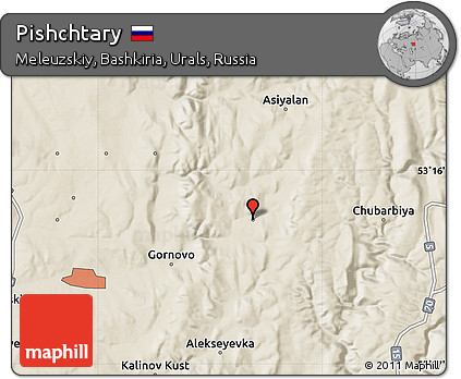 Shaded Relief Map of Pishchtary