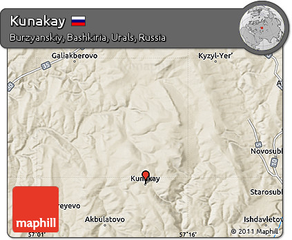 Shaded Relief Map of Kunakay