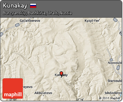 Shaded Relief Map of Kunakay