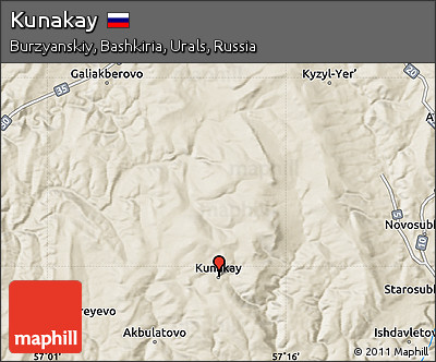 Shaded Relief Map of Kunakay