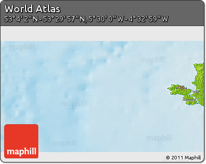 Physical 3D Map of the Area around 53° 17' 0" N, 5° 1' 30" W