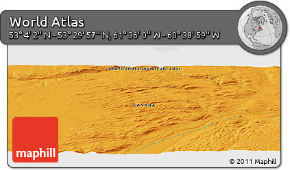Political Panoramic Map of the Area around 53° 17' 0" N, 61° 7' 30" W