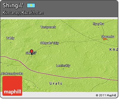 Physical Panoramic Map of Shingil'