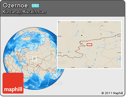 Shaded Relief Location Map of Ozernoe