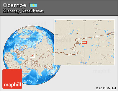 Shaded Relief Location Map of Ozernoe
