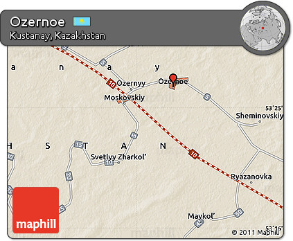 Shaded Relief Map of Ozernoe