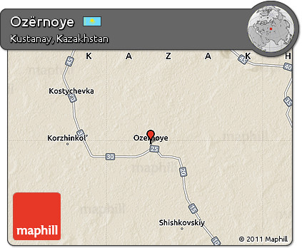 Shaded Relief Map of Ozërnoye