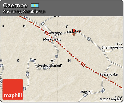 Shaded Relief Map of Ozernoe